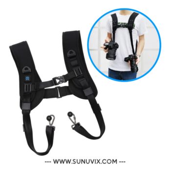 Harnais Double Épaule Puluz pour Appareil Photo Pro - Noir