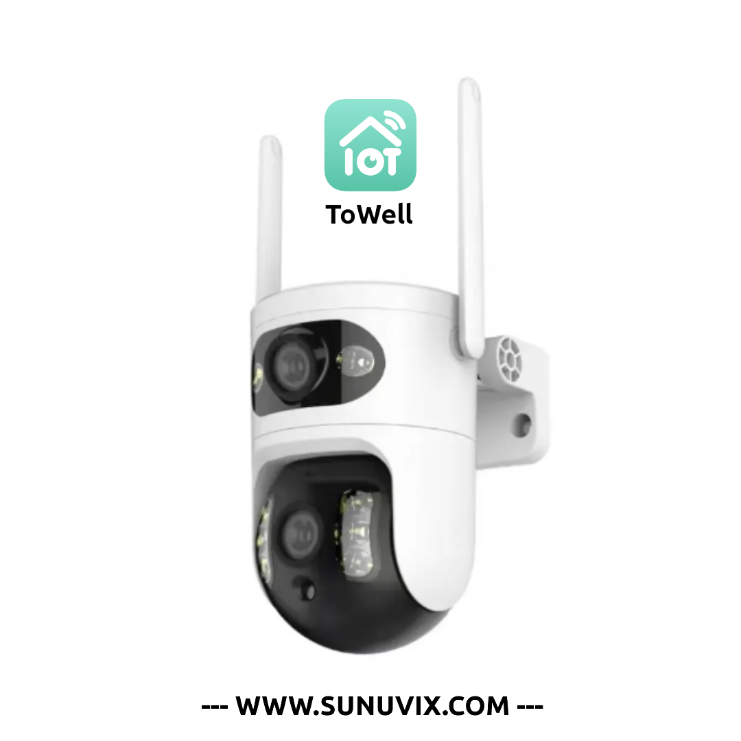 Double Caméra de sécurité Sunuvix C2X-3MP, Wi-Fi, Étanche, Rotatif